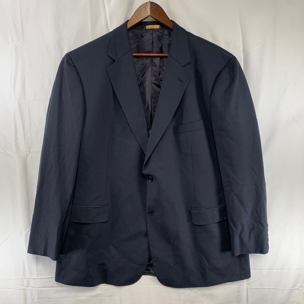 Brooks Brothers 346 Blazer Mens 48R Navy Blue Pinstripe Wool Stretch Jacket